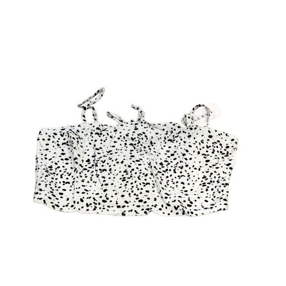 Kendall And Kylie Womens Size Small Black White Dotted Tie Back Cropped Top - Picture 1 of 10